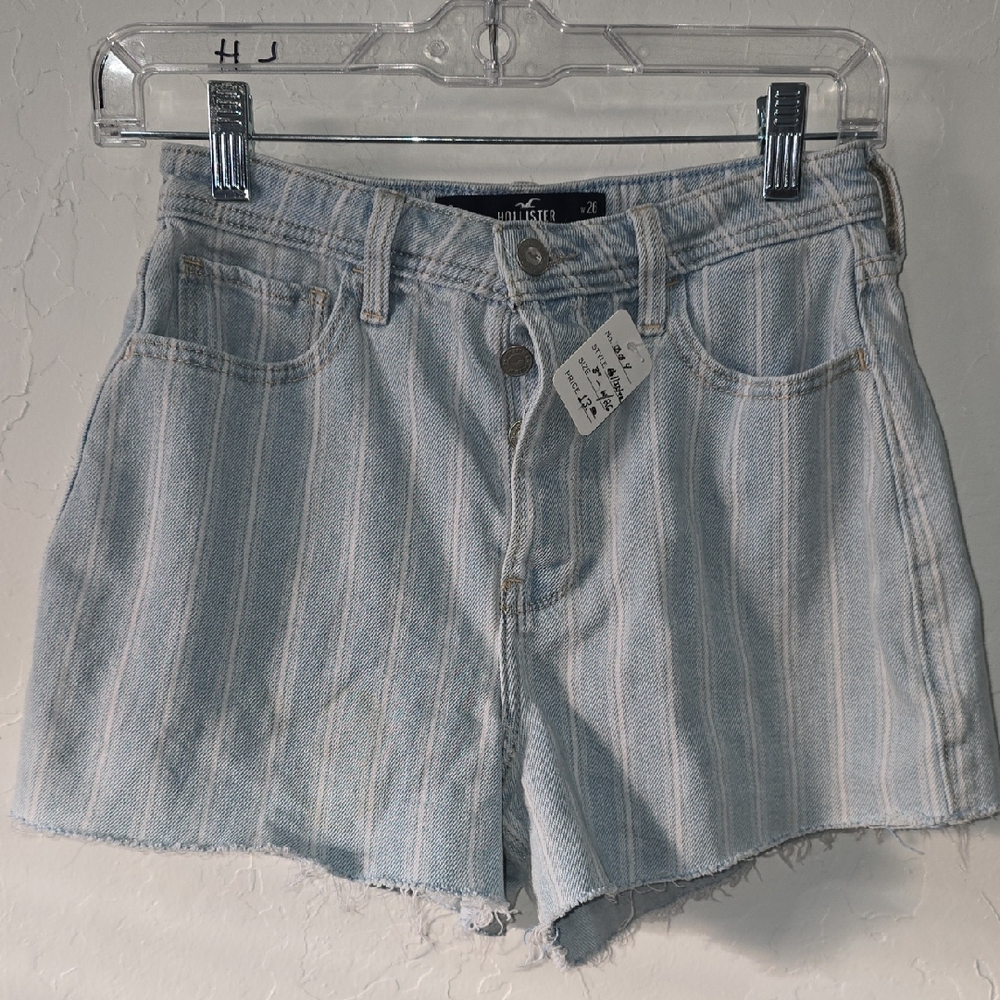 Hollister Blue Striped Jean Shorts
